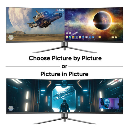 49" Curved Dual FHD (3840 X 1080) Black 144Hz 1Ms Gaming Monitor W/6Ft Displayport/Hdmi Cables New