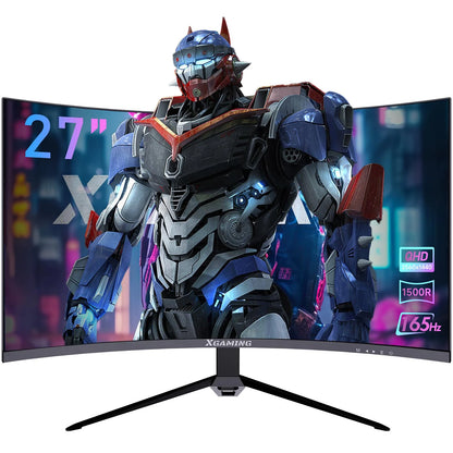 27Inch 165Hz Curved Gaming Monitor, 1440P 144Hz Gaming Monitor, QHD 2K(2560X1440) PC Monitor, LCD Computer Monitor for Laptop with 2 Speaker&Backlight, 1Ms Freesync, Metal Base, DP&HDMI