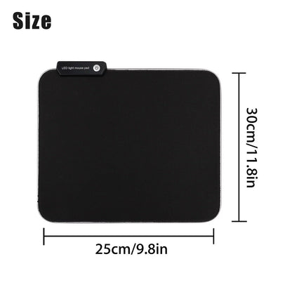 RGB Large Gaming Mouse Pad,  Extended Thick LED Keyboard Pad with 9 Lighting Modes, Anti-Slip Waterproof Oversized Computer Mouse Pad Mat, Xl/9.8X11.8Inch, Black